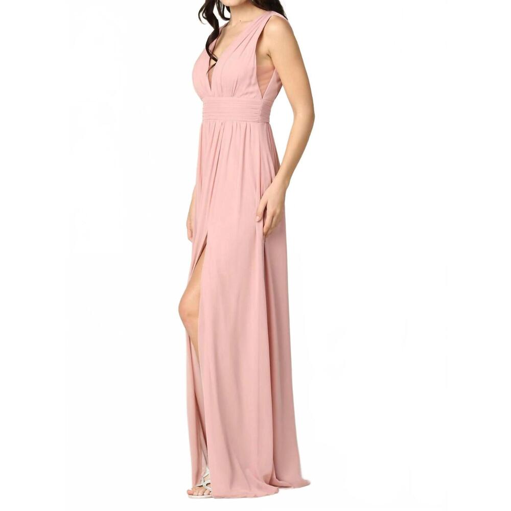 NEW EVA v-neck gown in dusty rose